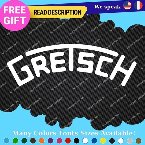 Fits Gretsch Guitar Old Decals Vinyl Stickers Drum White Bass Vintage Music Repr