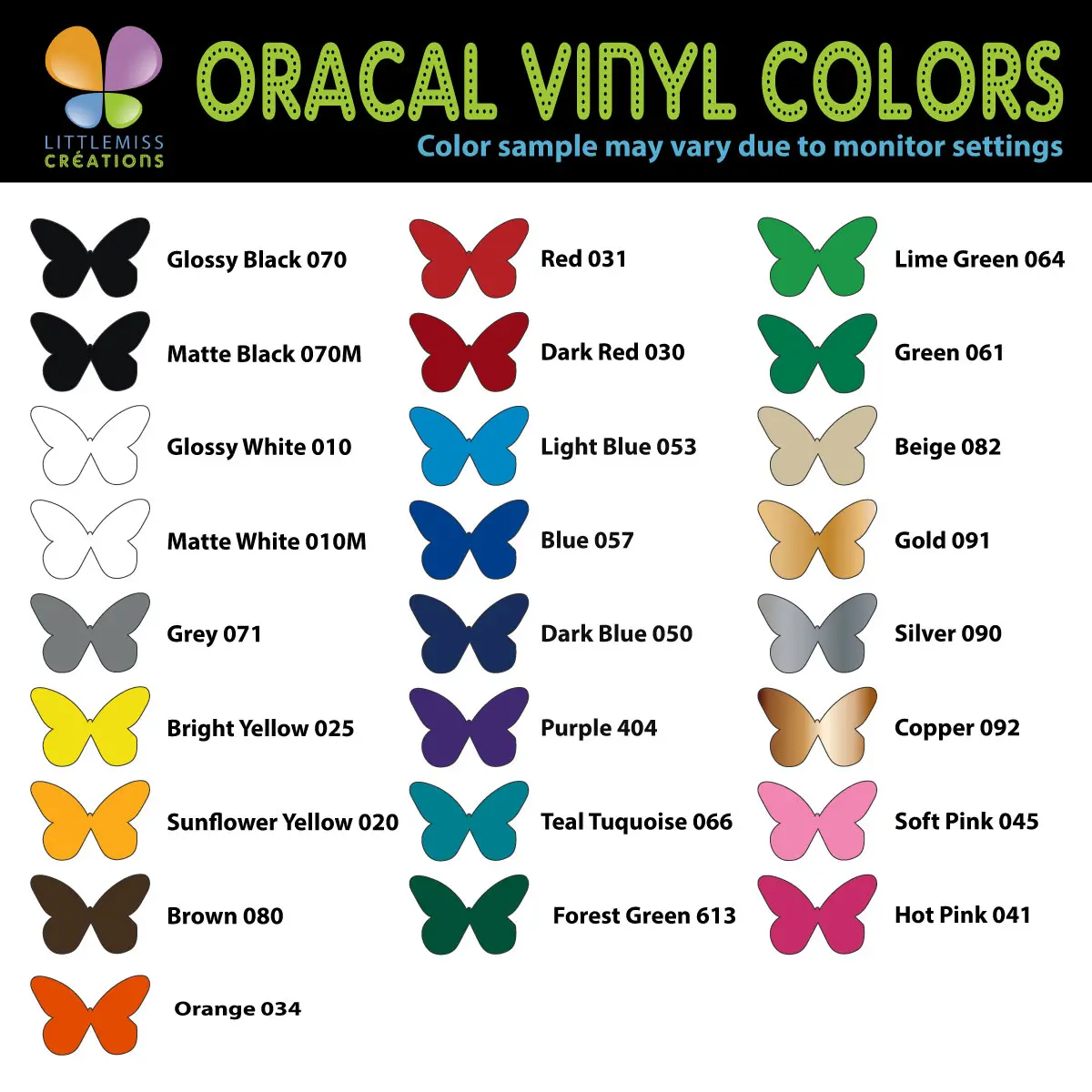 Colors Charts Oracal 651 Stickersbubble Stickers Decals Vinyl