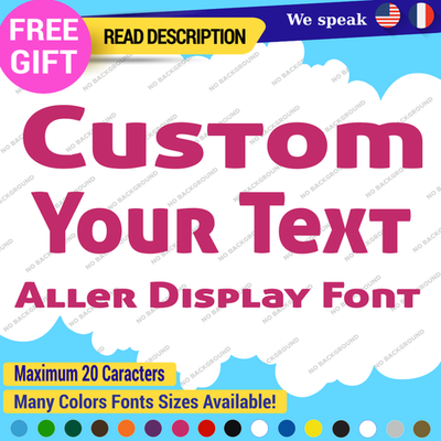 1-115 Custom Text Names Aller Display Sticker Decal Vinyl FontStyle Fonts Personalized - Image 1