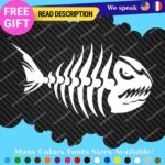Fits Fishing Skull Skeleton Bass Bones Fish Sticker Vinyl Decal Kayak Boat Angry - Image 2