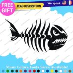 Fits Fishing Skull Skeleton Bass Bones Fish Sticker Vinyl Decal Kayak Boat Angry - Image 3