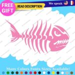 Fits Fishing Skull Skeleton Bass Bones Fish Sticker Vinyl Decal Kayak Boat Angry - Image 8