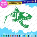 Fits Fishing Bones Skull Skeleton Fish Sticker Vinyl Decal Kayak Boat Angry Bass - Image 8