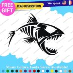 Fits Fishing Bones Skull Skeleton Fish Sticker Vinyl Decal Kayak Boat Angry Bass - Image 2