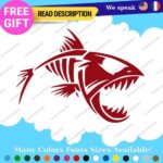 Fits Fishing Bones Skull Skeleton Fish Sticker Vinyl Decal Kayak Boat Angry Bass - Image 3