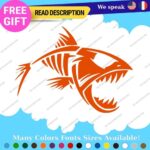 Fits Fishing Bones Skull Skeleton Fish Sticker Vinyl Decal Kayak Boat Angry Bass - Image 5