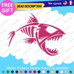 Fits Fishing Bones Skull Skeleton Fish Sticker Vinyl Decal Kayak Boat Angry Bass - Image 6