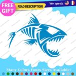 Fits Fishing Bones Skull Skeleton Fish Sticker Vinyl Decal Kayak Boat Angry Bass - Image 8