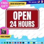Open 24 Hours Sign Decals Stickers Business Home Store front Windows Small Wall