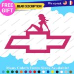 Fits Pin Up  Chevrolet Sexy Woman Vinyl Decal Sticker Bowtie Naked Lady Girl Pee