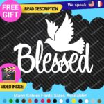 Blessed Dove Decal Sticker Vinyl Christian God Jesus Bless Bible Love Peace Lord