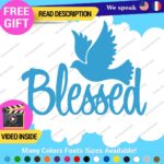 Blessed Dove Decal Sticker Vinyl Christian God Jesus Bless Bible Love Peace Lord - Image 25