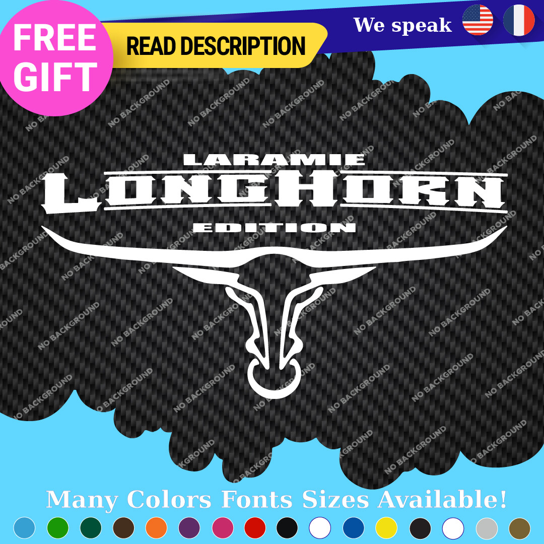 Fits White Laramie LongHorn Decal Sticker Vinyl Texas Rebel Horn Warlock TRX 2 297353865151 Fits White Laramie LongHorn Decal Sticker Vinyl Texas Rebel Horn Warlock TRX 2 - Image 1