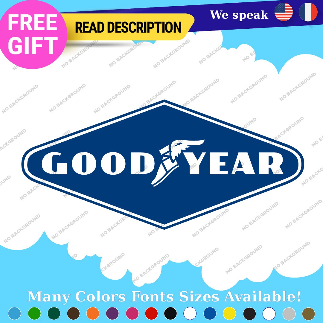 Fits Goodyear Decals Stickers Vinyl Vntage logo retro old tire brand Blimp - Image 27