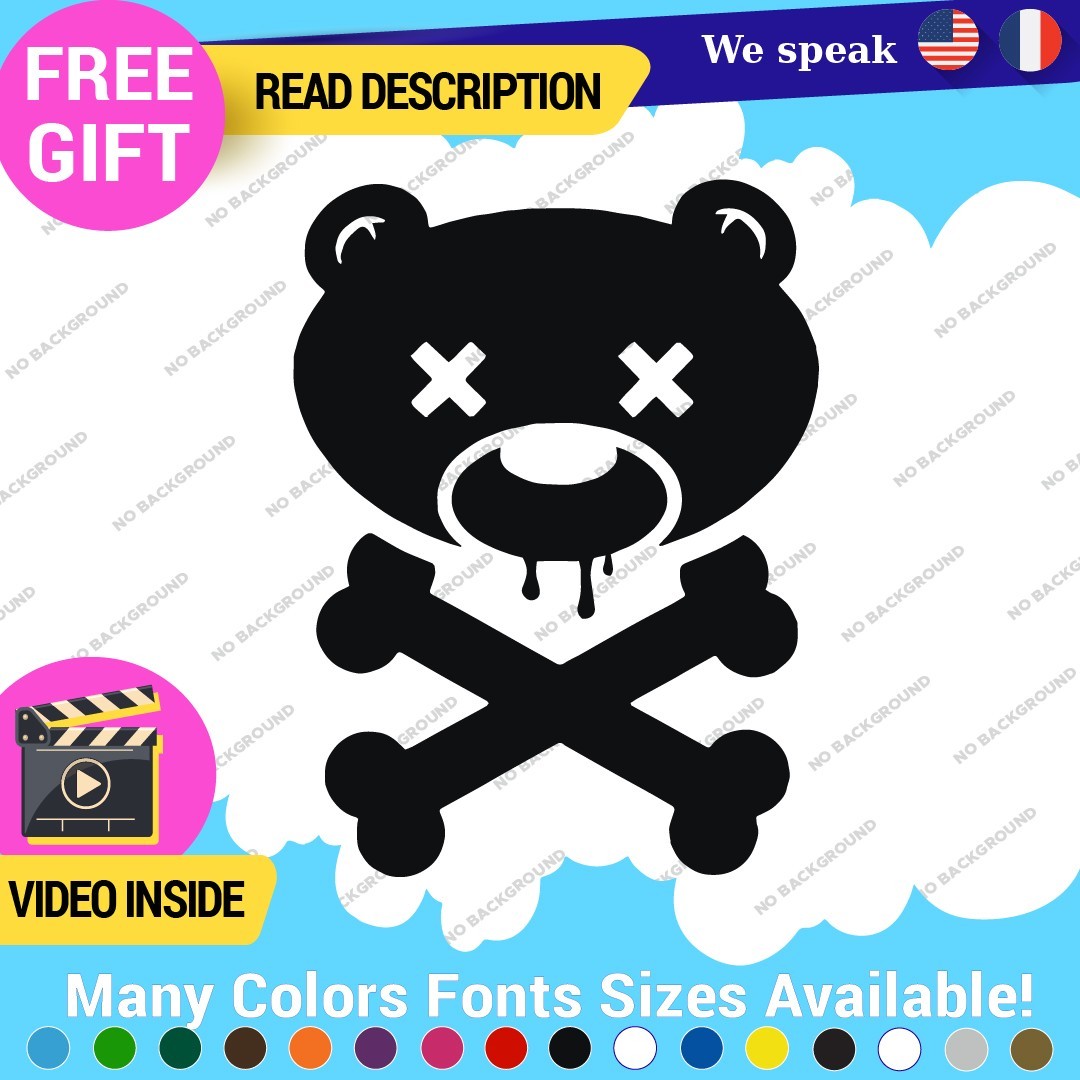 Bear And Crossbones Decals Stickers Vinyl Truck Pirate Skull Teddy Cross Bones 297766582691 Bear And Crossbones Decals Stickers Vinyl Truck Pirate Skull Teddy Cross Bones - Image 1