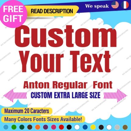 Extra Large Custom Text Name Anton Regular Fonts Lettering Decals Vinyl Stickers