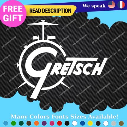 Fits Gretsch Drum Old Decals Stickers Vinyl Guitar White Bass Vintage Music