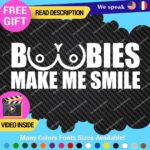 Boobies Make Me Smile Decals Stickers Vinyl Car JDM Breast Cancer Boob Funny - Image 14