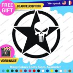 Fits Army Star Skull Sticker Decal Vinyl US Military Truck Door Punisher