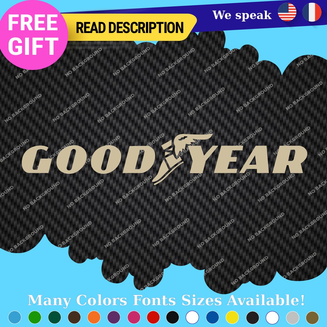 Fits Goodyear Decals Stickers Vinyl Vntage logo retro old tire brand Blimp - Image 28