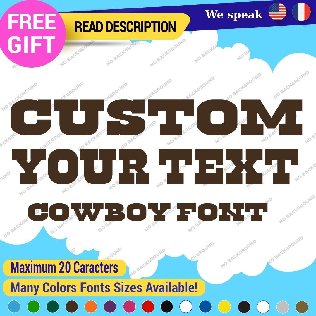 Custom Text Name Cowboy Fonts Lettering Die Cut Decals Vinyl Sticker 651 Regular 297309347424 Custom Text Name Cowboy Fonts Lettering Die Cut Decals Vinyl Sticker 651 Regular - Image 1