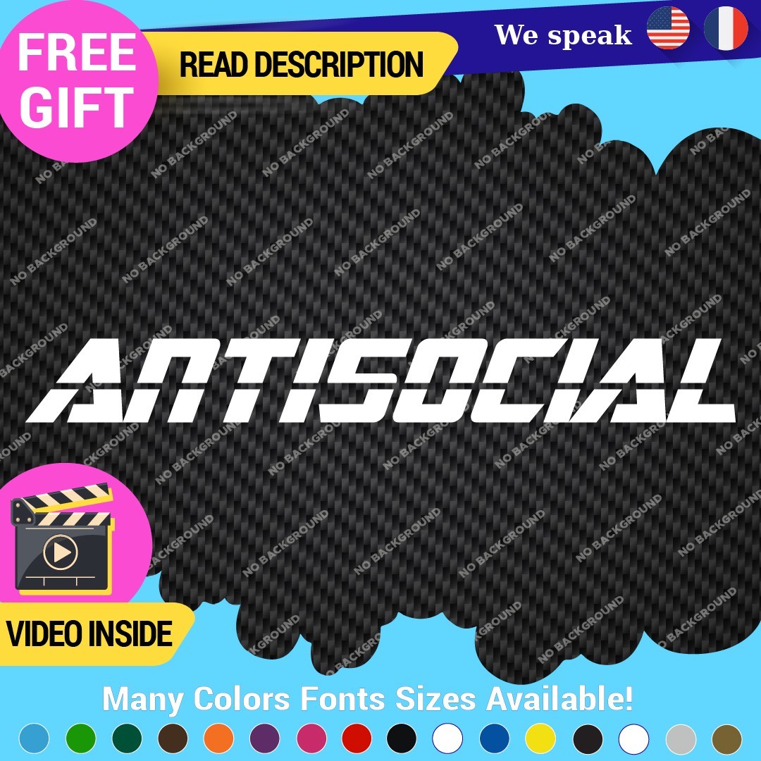 Antisocial Banner Decals JDM Stickers Vinyl Euro Message Anti Social Windshield 297716810254 Antisocial Banner Decals JDM Stickers Vinyl Euro Message Anti Social Windshield - Image 1