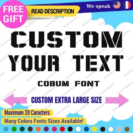 Extra Large Custom Made Text Name Cobum Font Lettering Decals Vinyl Stickers