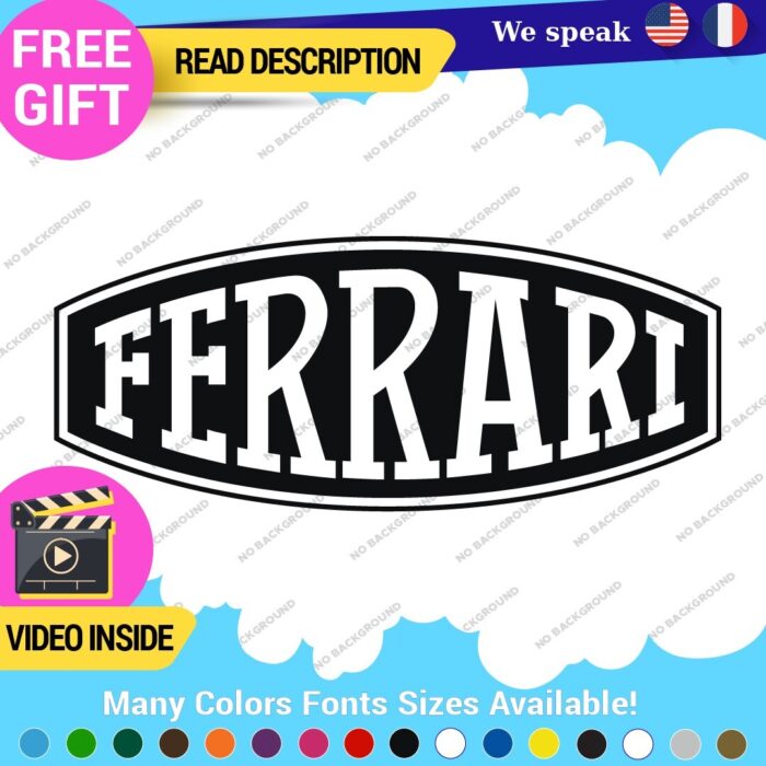 Fits Ferrari Vintage Decals Stickers Vinyl Die Oval Sports Cars Racing Formula 1 - Image 25