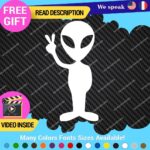 Alien Peace Love Decal Sticker Green Victory Space UFO Believe Extraterrestrial - Image 12