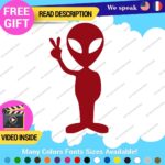 Alien Peace Love Decal Sticker Green Victory Space UFO Believe Extraterrestrial - Image 16