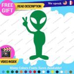 Alien Peace Love Decal Sticker Green Victory Space UFO Believe Extraterrestrial
