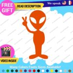 Alien Peace Love Decal Sticker Green Victory Space UFO Believe Extraterrestrial - Image 18