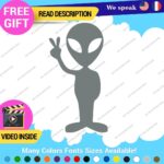 Alien Peace Love Decal Sticker Green Victory Space UFO Believe Extraterrestrial - Image 3