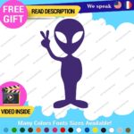 Alien Peace Love Decal Sticker Green Victory Space UFO Believe Extraterrestrial - Image 21