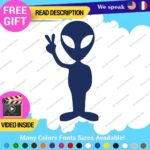 Alien Peace Love Decal Sticker Green Victory Space UFO Believe Extraterrestrial - Image 22