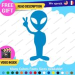 Alien Peace Love Decal Sticker Green Victory Space UFO Believe Extraterrestrial - Image 24