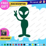 Alien Peace Love Decal Sticker Green Victory Space UFO Believe Extraterrestrial - Image 10