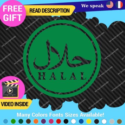 Halal Muslin Arabic Decals Sticker Vinyl Sign Store Food Restaurant Shop Market