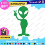 Alien Peace Love Decal Sticker Green Victory Space UFO Believe Extraterrestrial - Image 27