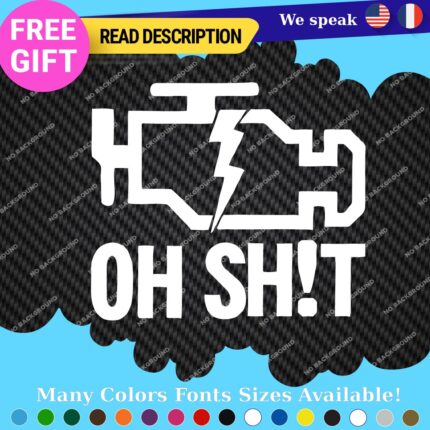 Fits Oh Sh*t Check Engine Light Sticker Decal Vinyl OBD Fault Scanner Diagnostic