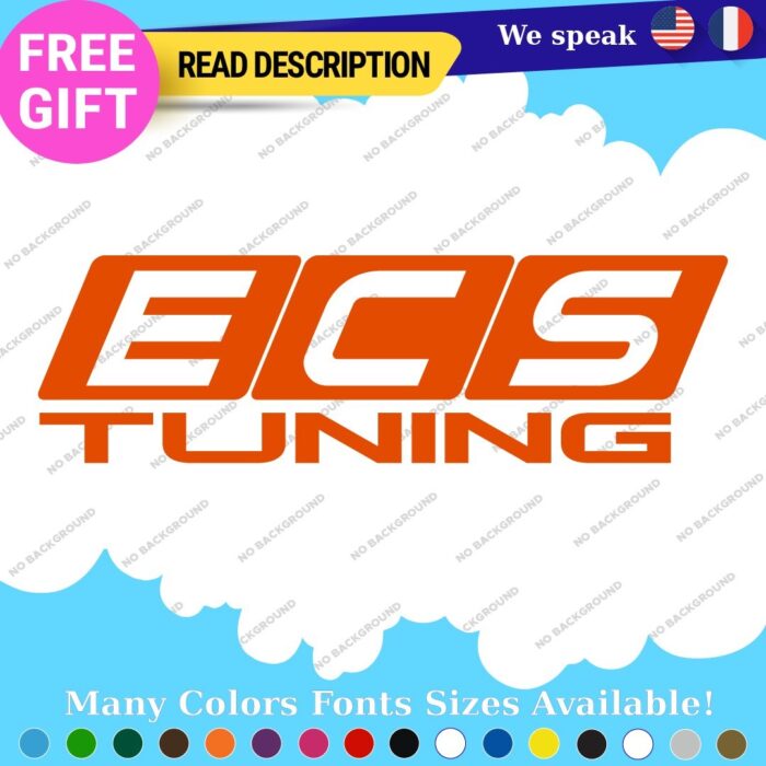 Fits  ECS Tuning Wheel Stickers Vinyl Exhaust Pipe Turbo Spacer Set - Image 5