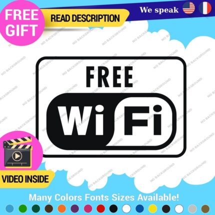 Free Wifi Decal Sticker Vinyl Sign Wireless Hotspot Business Store Wall Window