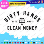Fits Dirty Hands Decals Sticker Vinyl Clean Money  Mechanic Blue Collar  Hat Cap