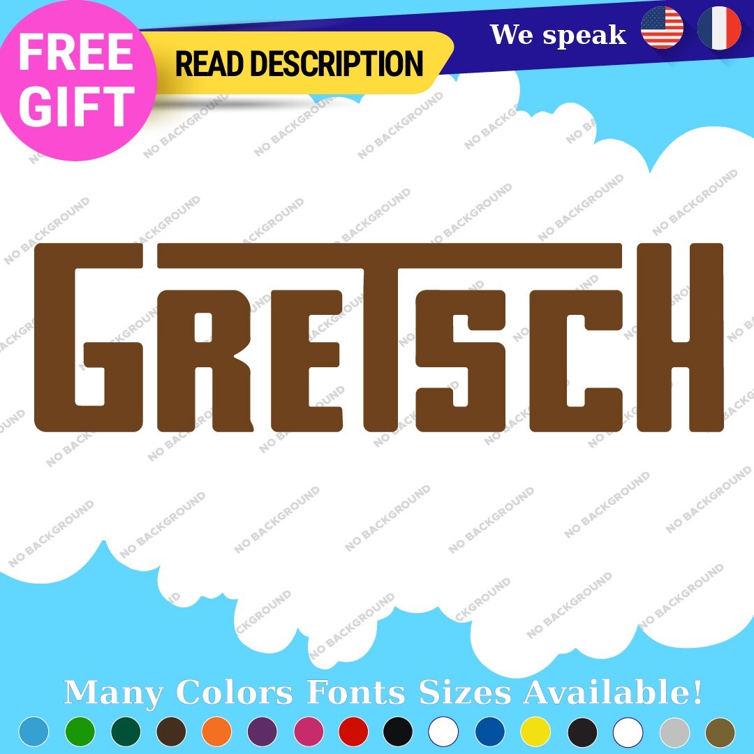 Fits Large Gretsch Banner Guitar Old Decals Stickers Vinyl Drum White Bass Vi 297353885127 Fits Large Gretsch Banner Guitar Old Decals Stickers Vinyl Drum White Bass Vi - Image 1