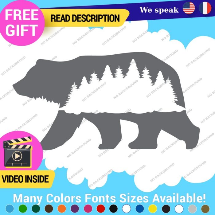 Bear Silhouette Decals Stickers Vinyl Forest Belly  Black Wild Animals - Image 12