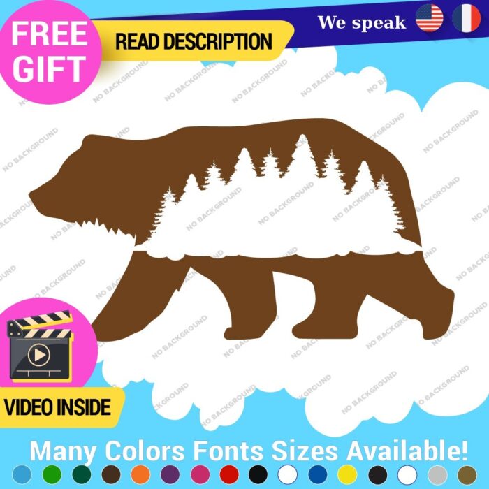 Bear Silhouette Decals Stickers Vinyl Forest Belly  Black Wild Animals - Image 13