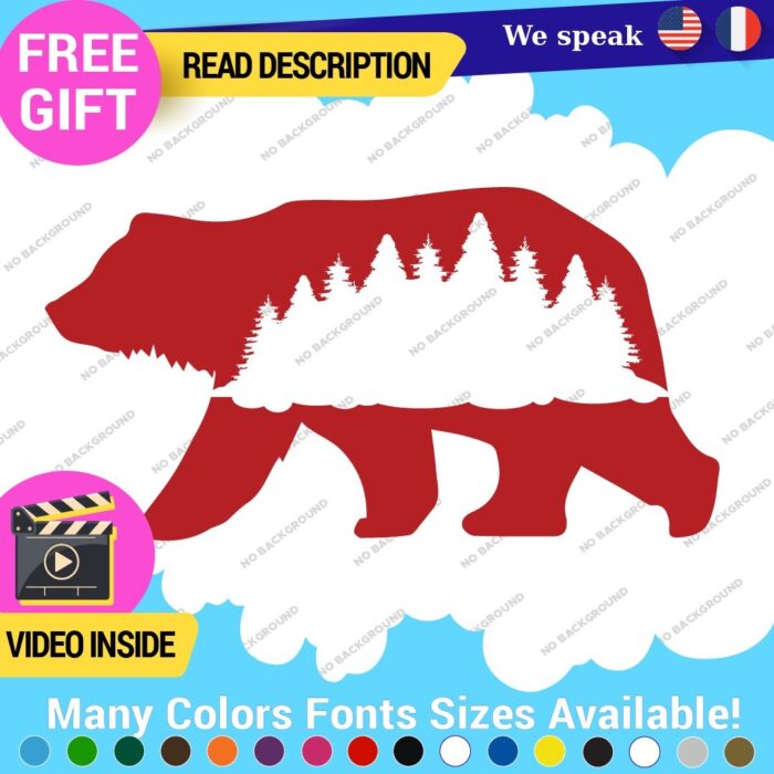 Bear Silhouette Decals Stickers Vinyl Forest Belly  Black Wild Animals - Image 5