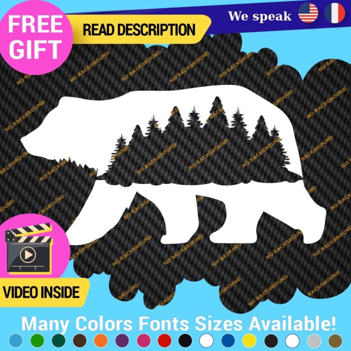 Bear Silhouette Decals Stickers Vinyl Forest Belly  Black Wild Animals - Image 1
