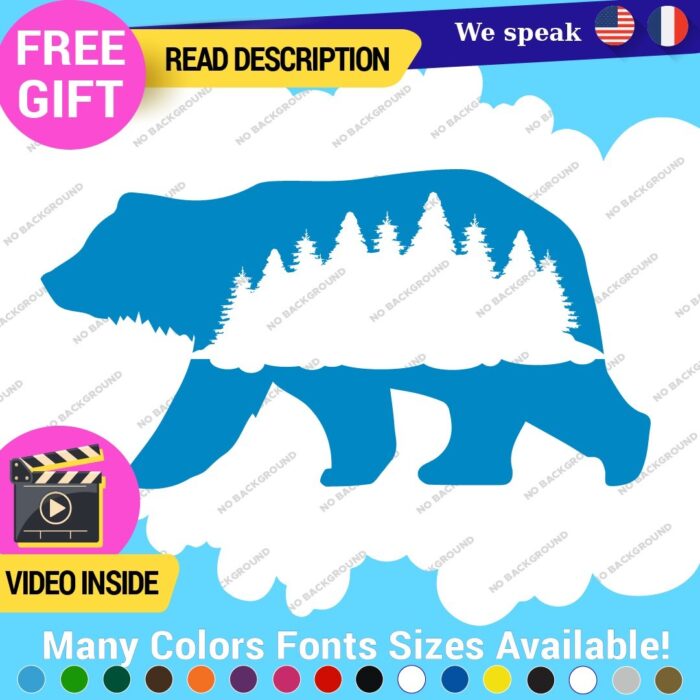 Bear Silhouette Decals Stickers Vinyl Forest Belly  Black Wild Animals - Image 9