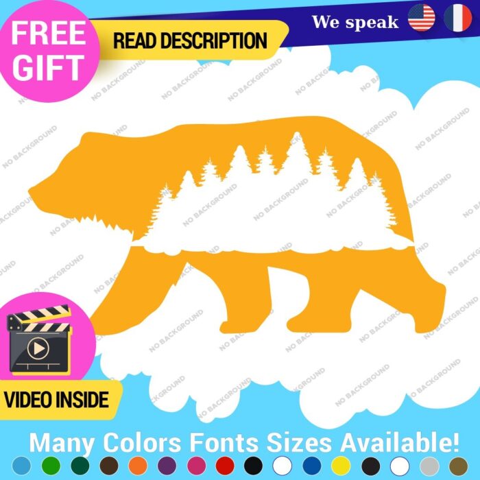Bear Silhouette Decals Stickers Vinyl Forest Belly  Black Wild Animals - Image 27